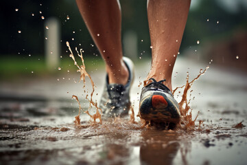 Runner feet on exercising