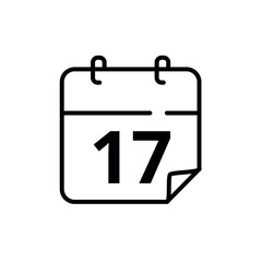 Simple flat calendar icon with specific day marked at 17. Vector illustration for websites, blogs and graphic resources.