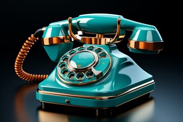 vintage rotary telephone, on an isolated white background, Generative AI.
