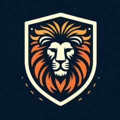 lion logo with shield, ai generate