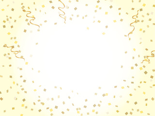 金色の紙吹雪の背景、キラキラのリボン
