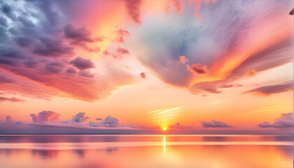 Obraz premium Enchanting Sunsets Across Horizons: A Kaleidoscope of Diverse Twilight Moments.(Generative AI)