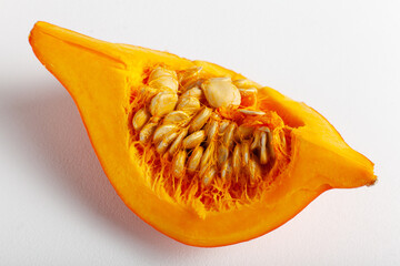 Pumpkin piece on a white background. Vegetarian food