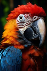 Fototapeta premium Colorful macaw in the Amazon rainforest, Generative AI