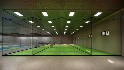 Indoor Batting Cages For Baseball & Softball 3d rendering illustration