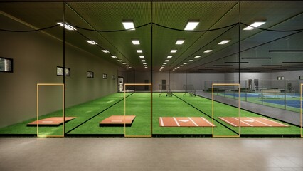 
Indoor Batting Cages For Baseball & Softball 3d rendering illustration
