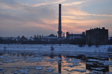 Miasto Poznań, brzeg rzeki Warty - obrazy, fototapety, plakaty