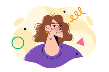 Woman with hirsutism syndrome, which causes facial hair growth, suffers due to excess testosterone