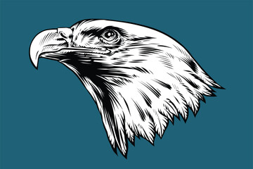 eagle illustration in black and white