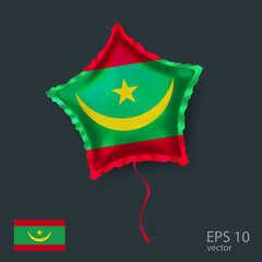  Celebration vector balloon with flag of Mauritania. Shiny Star balloon.

