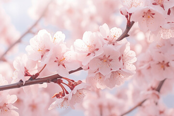 Obraz premium Cherry blossoms blooming in spring, spring background
