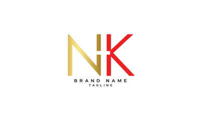 N+K, K+N, Abstract initial monogram letter alphabet logo design