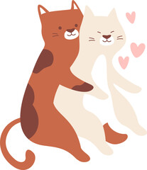 Cats Couple Hugging