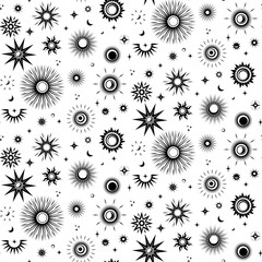 Star seamless pattern on transparent background