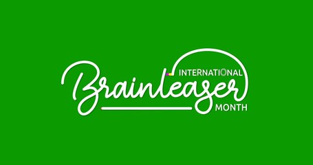 International Brainteaser Month text animation. Handwritten calligraphy inscription animated on the green screen alpha channel. Great for an excellent way to keep our minds sharp and focused. - Powered by Adobe