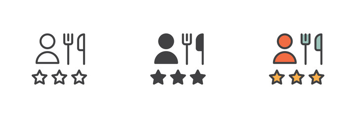 Restaurant rating different style icon set