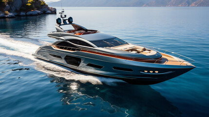 Yacht Motor Boat At Lake Como In Italy - obrazy, fototapety, plakaty
