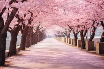 Cherry blossoms blooming in spring, spring background