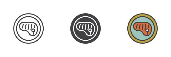 Beef steak plate different style icon set