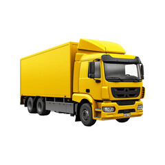 Fototapeta na wymiar yellow truck isolated on white transparent PNG background