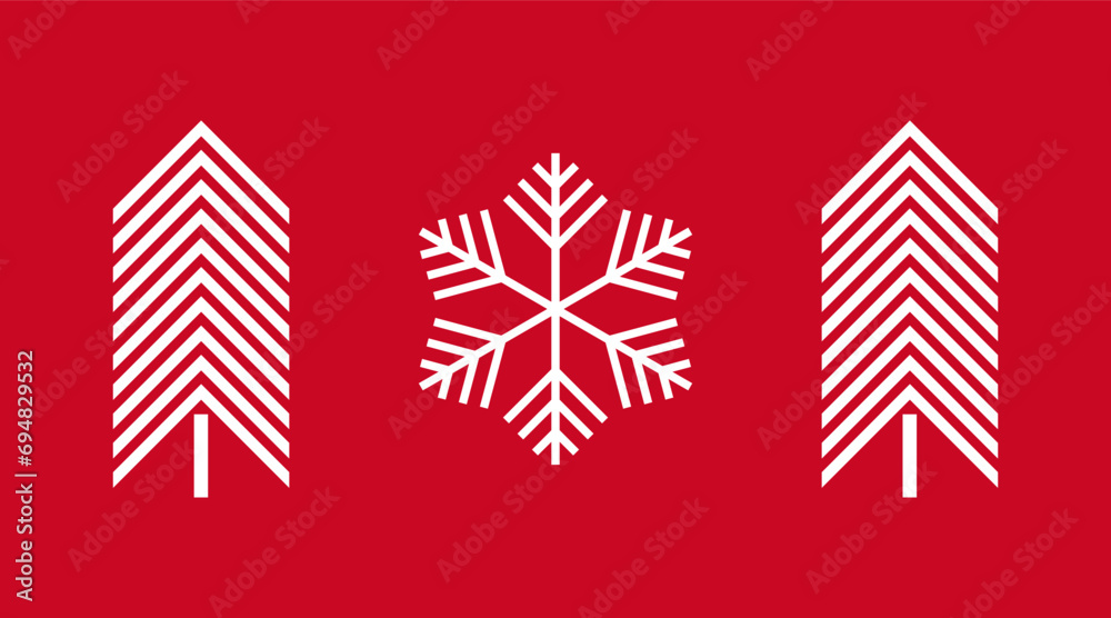 Canvas Prints christmas trees and snowflake abstract design red card.