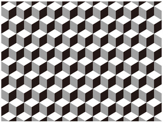 幾何学模様・立方体・白黒