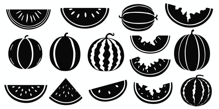 Watermelon silhouette vectors