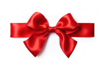 Red satin ribbon and bow, a festive and elegant adornment for Christmas gifts and celebrations.