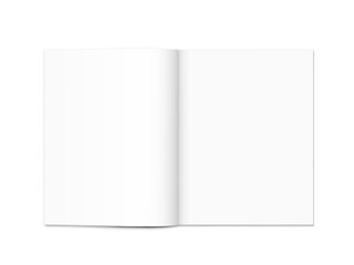Blank Open Magazine With Clear Pages On White - obrazy, fototapety, plakaty
