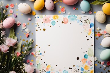 Handmade Easter cards, craft materials, creative process, close-up