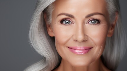 Attractive mature woman with white hair