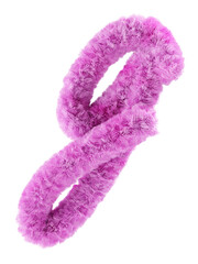 Pink Fur 3D render letter G. Typography element isolated background