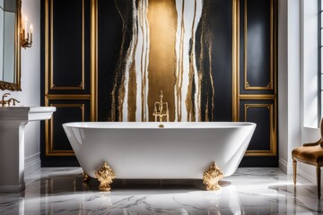 Bathroom in black and gold tones