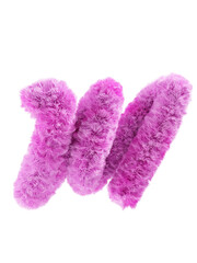 Pink Fur 3D render letter M. Typography element isolated background