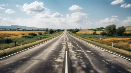 Empty Concrete Road in the Countryside