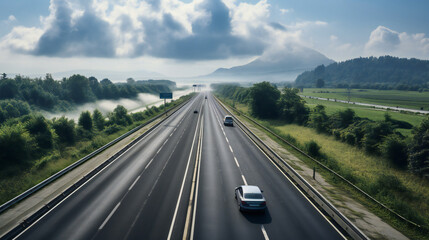 Cars Driving A High Speed Autobahn In European Country