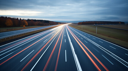 A Timelapse Shot Of Car Traffic On A Highway