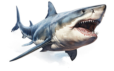 Fototapeta premium Megalodon shark isolated on transparent background.