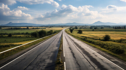 Concrete Road With Four Lanes In Ukraine 