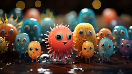 Fototapeta premium ball with microbes in human hands
