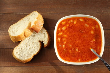 turkish dry bean dish on wooden table