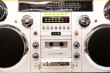 Retro cassette player with colorful display