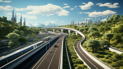 A Futuristic Transport System With Highway For Cars and Public Transport  
