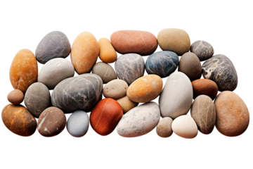 round pebble stones isolated on a transparent background, png file