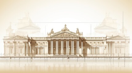 Hand pencil sketch. Dome sketch, architecture