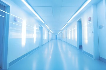 Bright and Sterile Hospital Corridor with a Modern Clinical Atmosphere, healthcare systems, backdrop for emergency preparedness guides