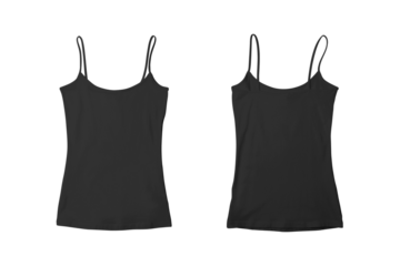 Blank Girl Black Tank Top Shirt Template Front and Back View
