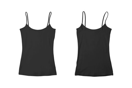Blank Girl Black Tank Top Shirt Template Front and Back View