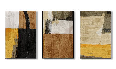 Set of three abstract geometric art paintings collection posters for wall decoration, wallpaper, posters, cards, murals, carpets, hanging paintings, prints