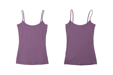 Blank Girl Eggplant Tank Top Shirt Template Front and Back View